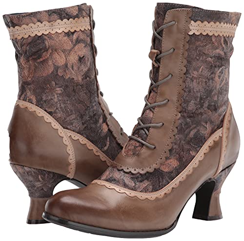 Vintage Olive Multi Floral Ankle Boot, Women's 7.5-8