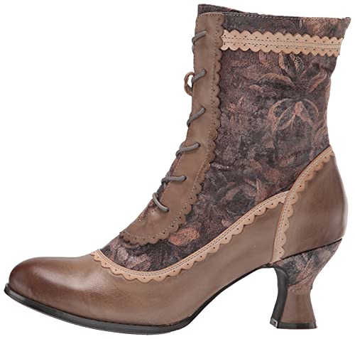 Vintage Olive Multi Floral Ankle Boot, Women's 7.5-8