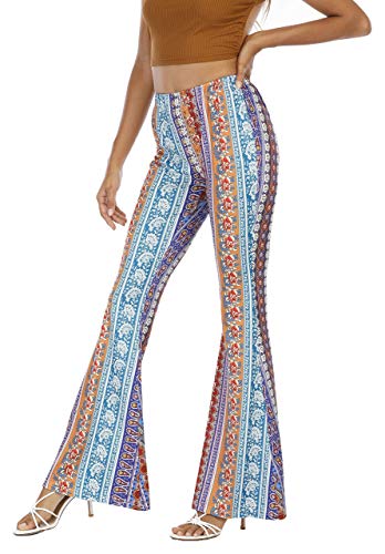 Vintage Women's Print Bell Bottom Flare Palazzo Pants