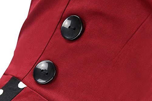 Vintage Polka Dot Rockabilly A-Line Dress - Wine Red