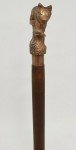 Antique Brass Wolf Head Cane with Wooden Handle
