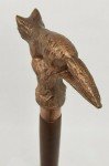 Antique Brass Wolf Head Cane with Wooden Handle