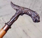 Vintage Brass Wolf Handle Walking Stick Gift
