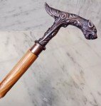 Vintage Brass Wolf Handle Walking Stick Gift