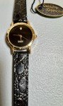 Vintage Ladies Watch with Diamond Chip - Black Band