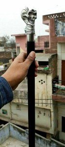 Antique Brass Skull Handle Walking Cane