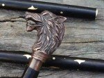 Wolf Head Walking Stick with Antique Brass Handle