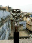 Antique Brass Skull Handle Walking Cane