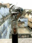 Antique Brass Skull Handle Walking Cane