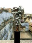Antique Brass Skull Handle Walking Cane