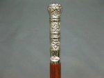 Antique Victorian Wooden Walking Stick with Brass Handle