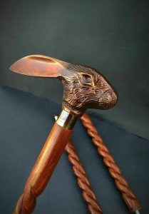 Rabbit Head Handle Antique Victorian Walking Cane