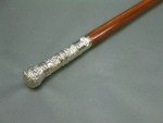 Antique Victorian Wooden Walking Stick with Brass Handle
