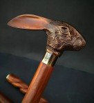 Rabbit Head Handle Antique Victorian Walking Cane