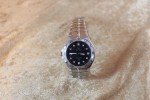 Vintage Bulova Marine Star Black Watch with Diamonds