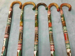 Aztec Hand-Carved Wooden Walking Cane with Rubber Tip