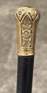 19th Century Gold Filled Theatre Walking Stick Cane