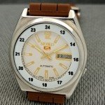 Vintage Seiko 5 Automatic Men's Watch – White Dial