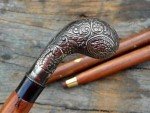 Men's Vintage Wooden Cane with Brass Handle