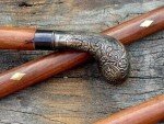 Men's Vintage Wooden Cane with Brass Handle