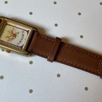 Vintage Gold Tone Camel Watch with Brown Leather Band