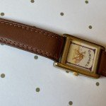 Vintage Gold Tone Camel Watch with Brown Leather Band