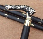 Victorian Wooden Walking Stick with Brass Handle