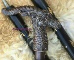 Dragon Head Wooden Walking Stick Cane - Vintage Style