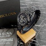 Bulova Men's Crystal Octava Quartz Watch - Silver & Black