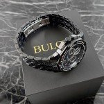 Bulova Men's Crystal Octava Quartz Watch - Silver & Black