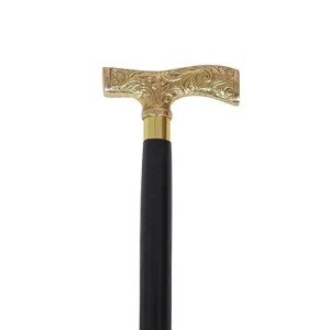 Vintage Victorian Wooden Cane with Brass Handle