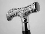 Vintage Victorian Chrome Cane with Brass Handle