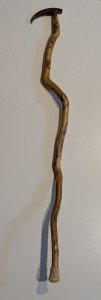 Knotted Wood Cane Walking Stick with Horn Handle