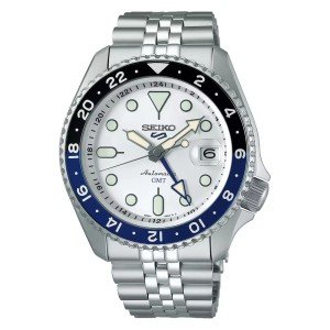Seiko 5 Sports GMT Automatic Watch with White Dial