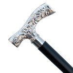 Antique Wooden Walking Cane with Brass Handle