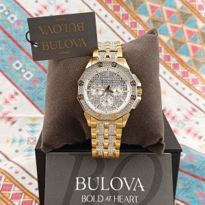 Bulova Crystal Octova Gold-Tone Men's Watch