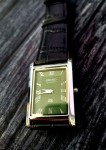 Vintage Slim Tank Quartz Men's Leather Watch