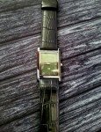 Vintage Slim Tank Quartz Men's Leather Watch
