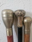 Set of 3 Vintage Brass Walking Sticks