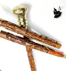 Vintage Brass & Wood Walking Stick Cane Gift