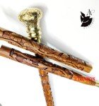 Vintage Brass & Wood Walking Stick Cane Gift