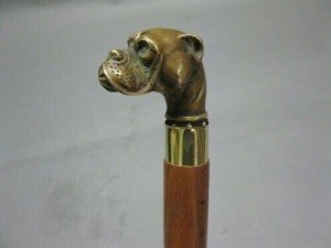 Vintage Bulldog Face Handle Walking Stick Cane