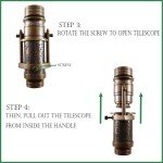 Vintage Brass Telescope Walking Stick with Compass