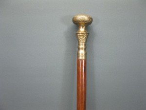 Vintage Brass Handle Wooden Walking Stick Cane