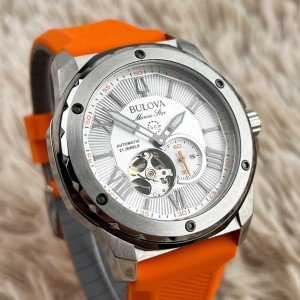 Vintage Bulova Marine Star Men’s Watch, Orange Strap
