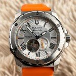 Vintage Bulova Marine Star Men’s Watch, Orange Strap