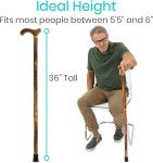 Vintage Wooden Walking Stick Cane - 36 Inch