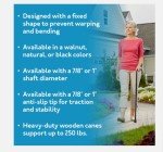 Walnut Finish Solid Wood Walking Cane for All