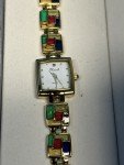Marcel Drucker Vintage Stained Glass Gold Quartz Watch
