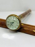 Vintage Brass Watch Design Wooden Cane Walking Stick